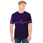 Purple Heartbeat Print Men's T-Shirt
