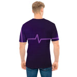 Purple Heartbeat Print Men's T-Shirt