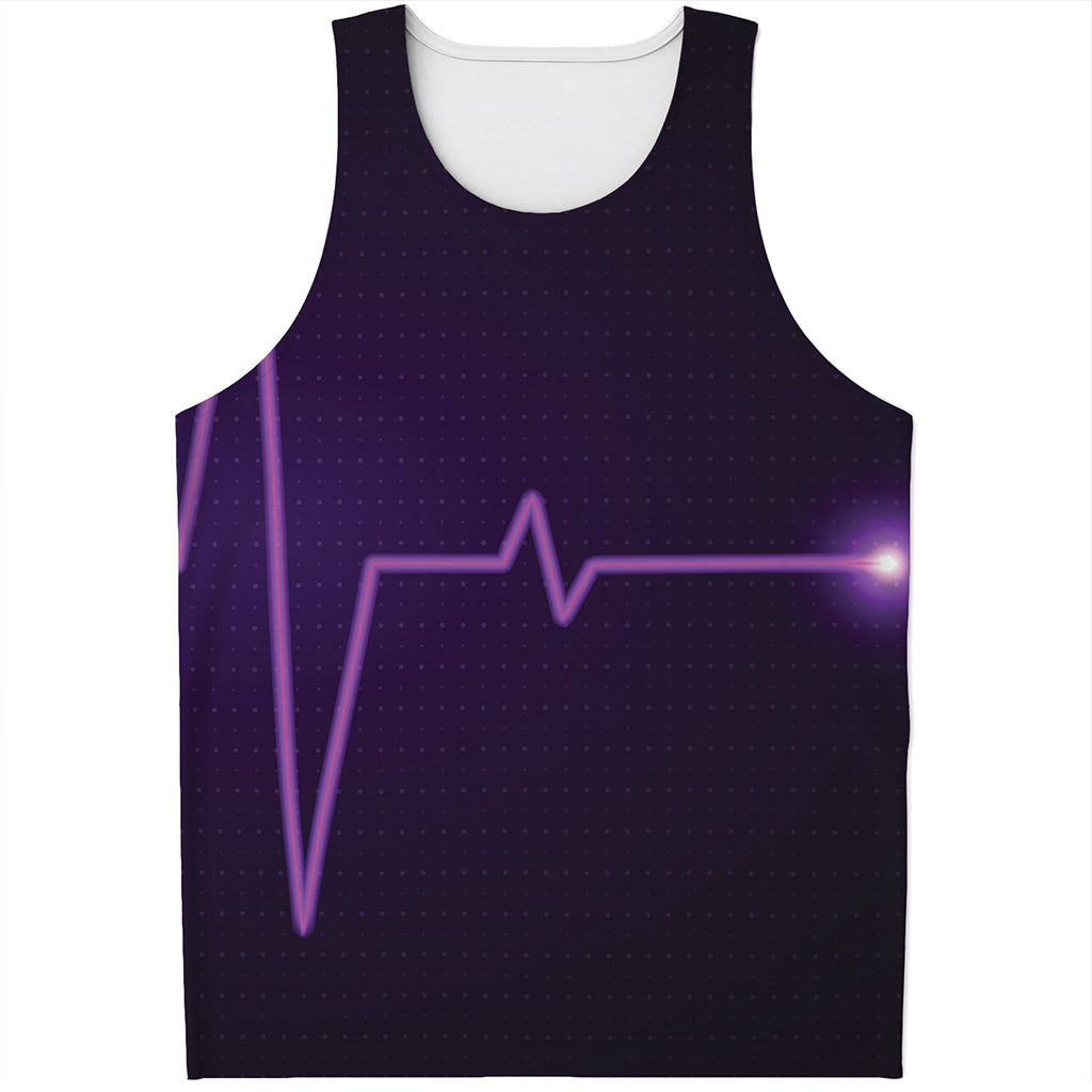 Purple Heartbeat Print Men's Tank Top