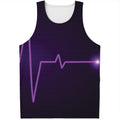 Purple Heartbeat Print Men's Tank Top