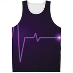 Purple Heartbeat Print Men's Tank Top