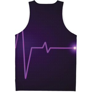 Purple Heartbeat Print Men's Tank Top