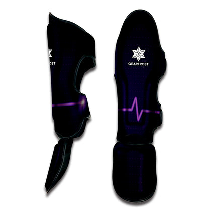 Purple Heartbeat Print Muay Thai Shin Guard