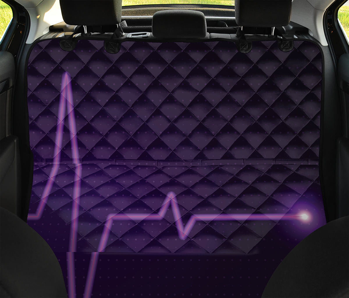 Purple Heartbeat Print Pet Car Back Seat Cover