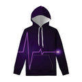 Purple Heartbeat Print Pullover Hoodie