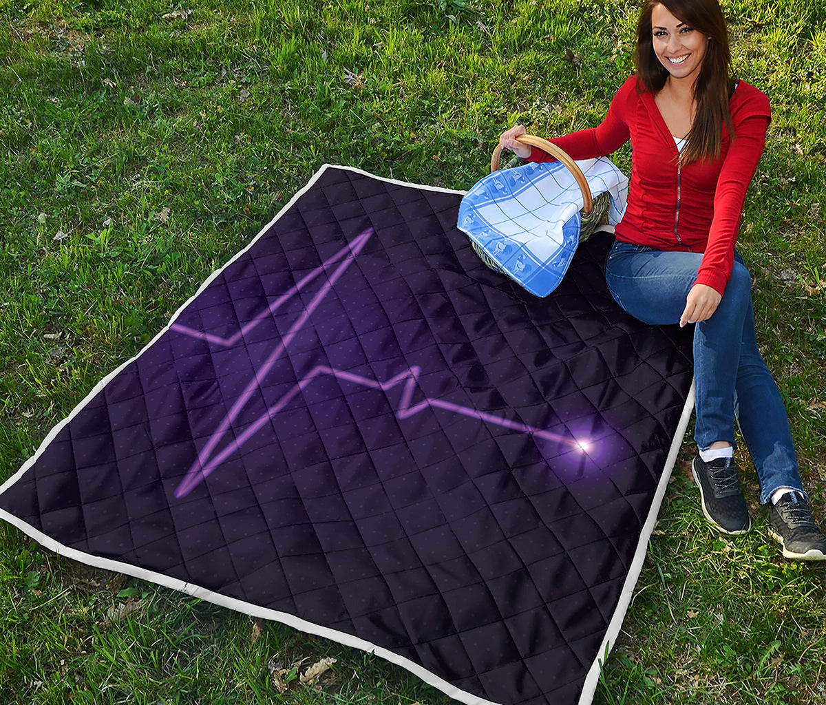 Purple Heartbeat Print Quilt