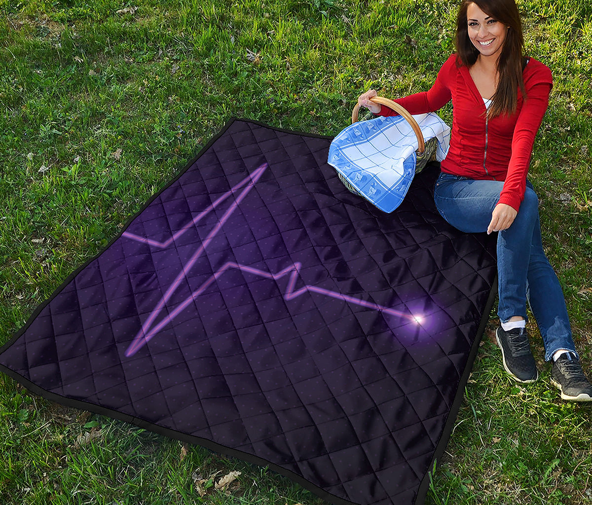 Purple Heartbeat Print Quilt