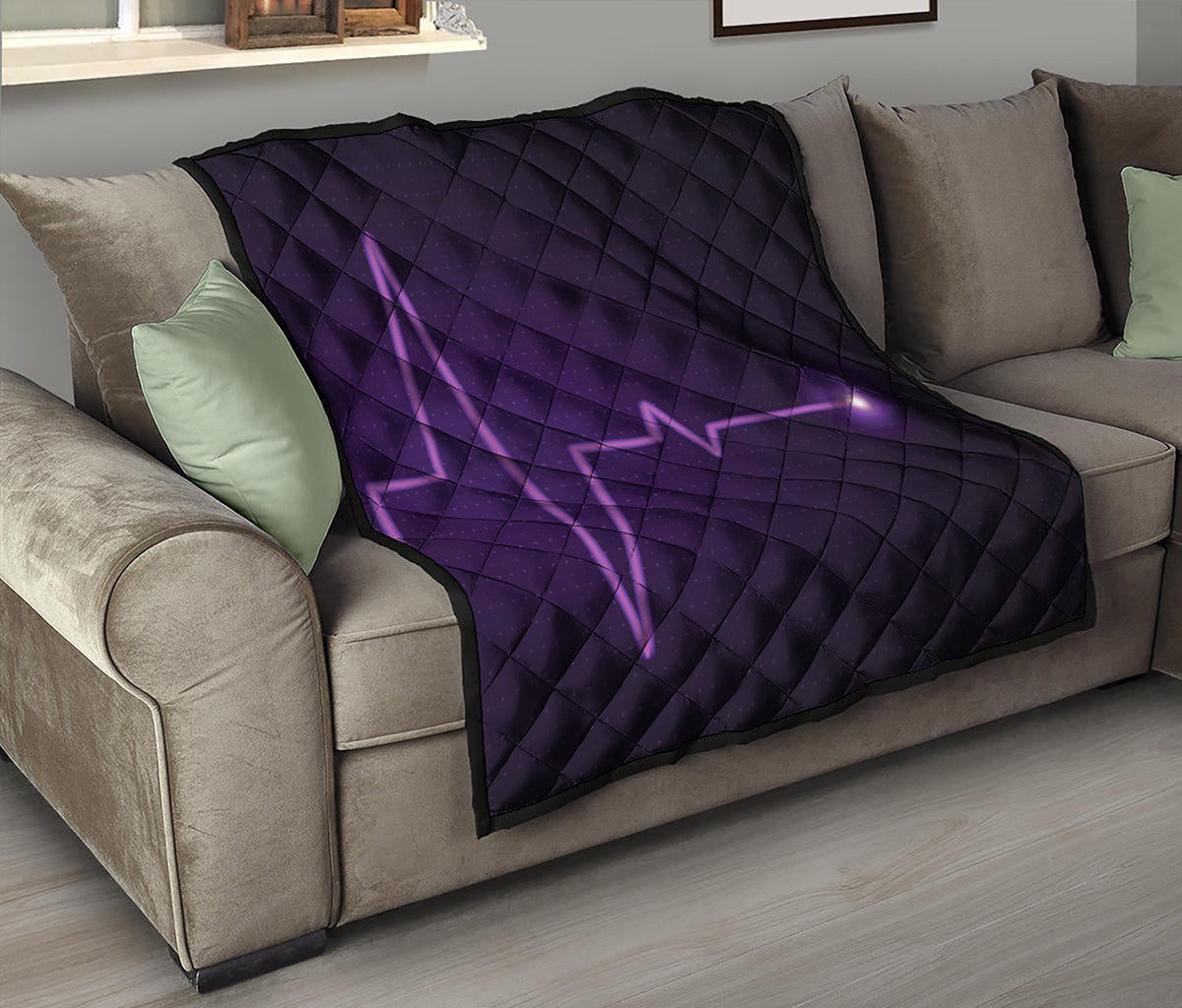 Purple Heartbeat Print Quilt