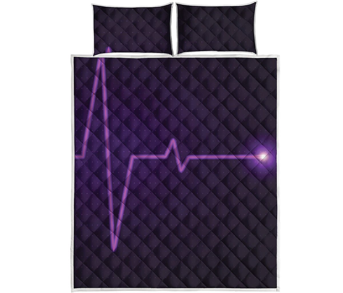 Purple Heartbeat Print Quilt Bed Set
