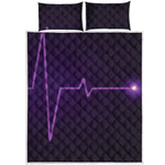 Purple Heartbeat Print Quilt Bed Set
