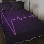 Purple Heartbeat Print Quilt Bed Set