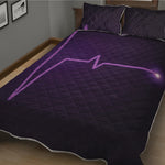 Purple Heartbeat Print Quilt Bed Set