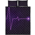 Purple Heartbeat Print Quilt Bed Set