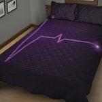 Purple Heartbeat Print Quilt Bed Set
