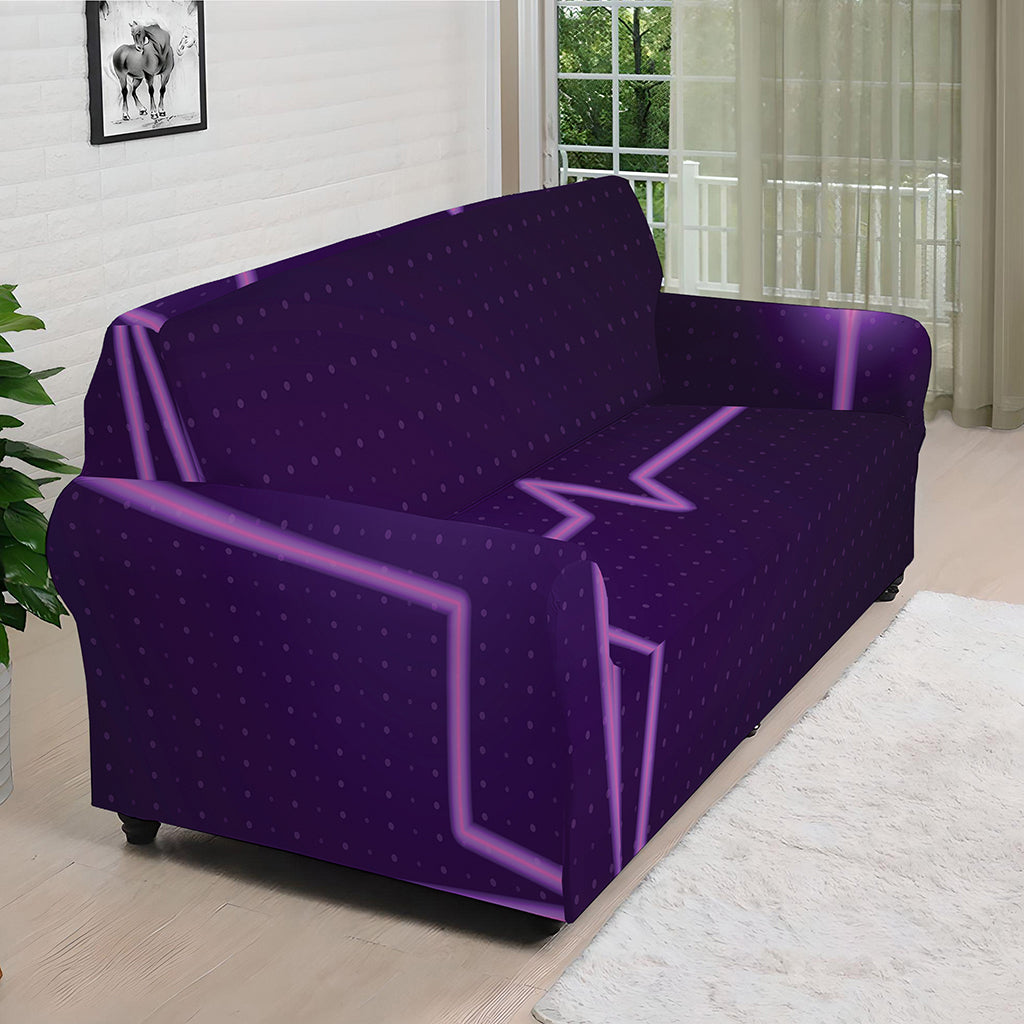Purple Heartbeat Print Sofa Cover