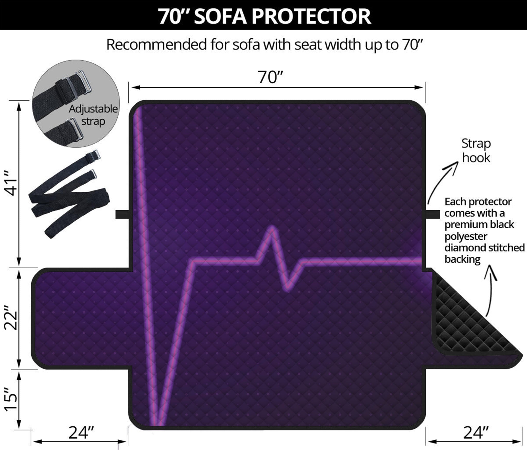 Purple Heartbeat Print Sofa Protector