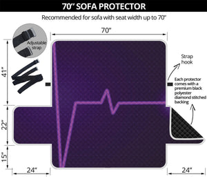 Purple Heartbeat Print Sofa Protector