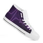 Purple Heartbeat Print White High Top Shoes