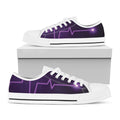 Purple Heartbeat Print White Low Top Sneakers