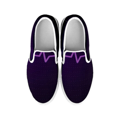 Purple Heartbeat Print White Slip On Shoes