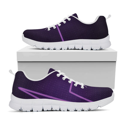 Purple Heartbeat Print White Sneakers