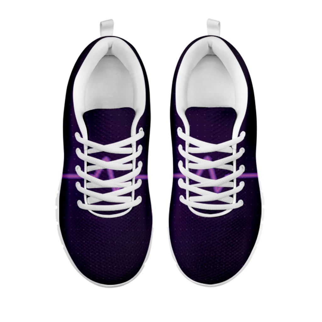 Purple Heartbeat Print White Sneakers