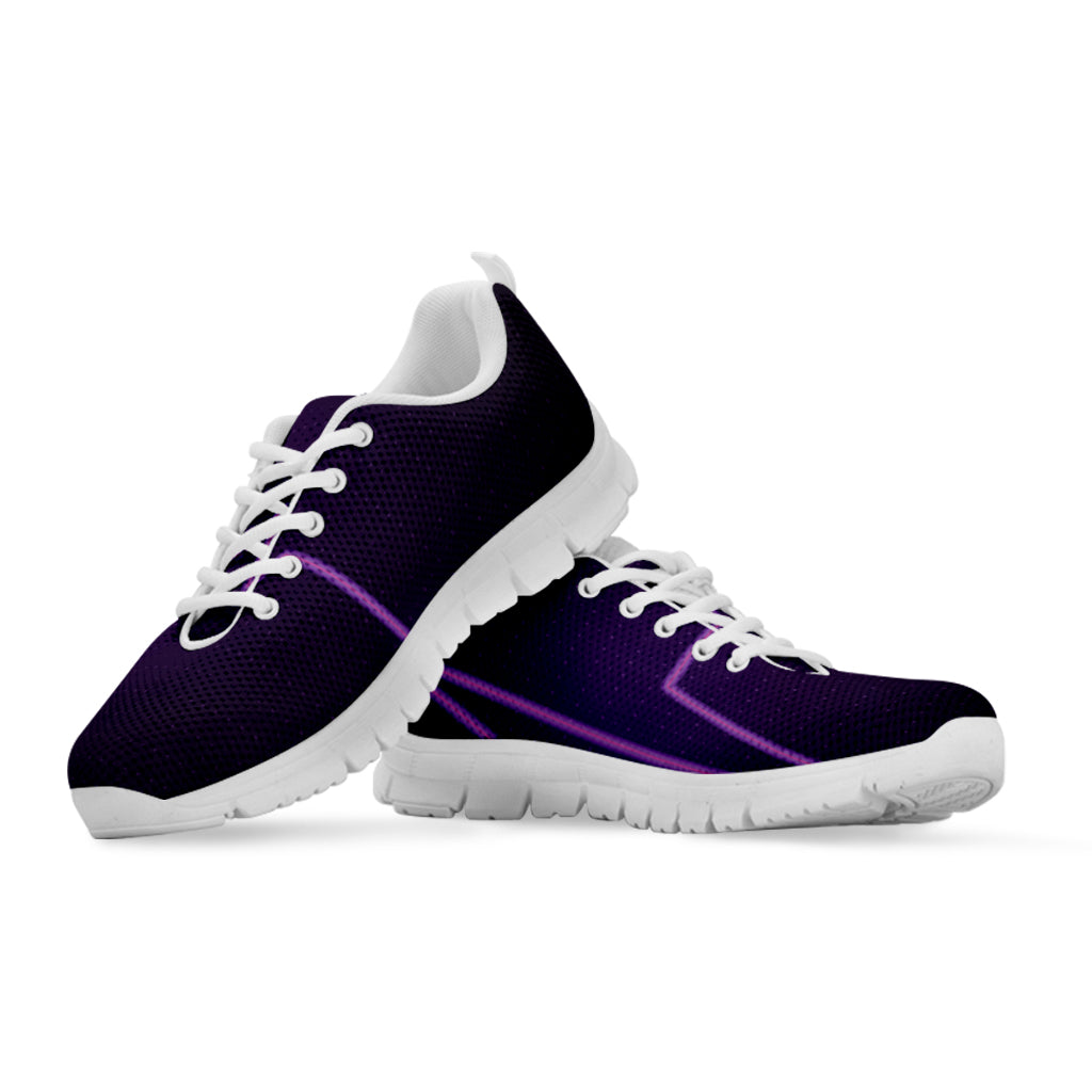 Purple Heartbeat Print White Sneakers
