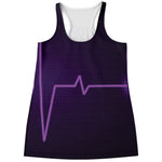 Purple Heartbeat Print Women's Racerback Tank Top
