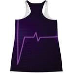 Purple Heartbeat Print Women's Racerback Tank Top