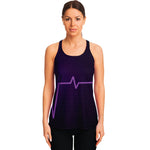 Purple Heartbeat Print Women's Racerback Tank Top