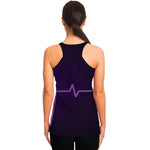 Purple Heartbeat Print Women's Racerback Tank Top