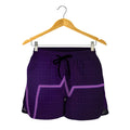 Purple Heartbeat Print Women's Shorts