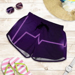 Purple Heartbeat Print Women's Shorts