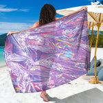 Purple Holographic Print Beach Sarong Wrap