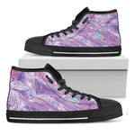 Purple Holographic Print Black High Top Shoes