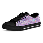 Purple Holographic Print Black Low Top Shoes