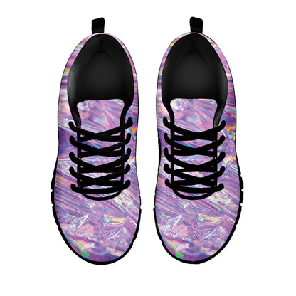 Purple Holographic Print Black Sneakers