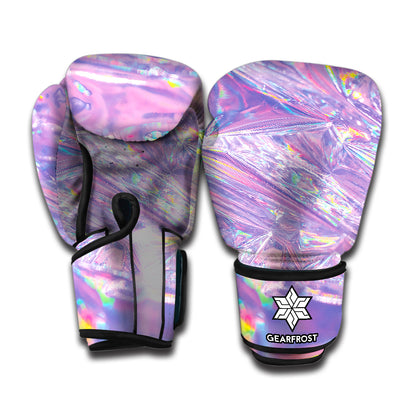 Purple Holographic Print Boxing Gloves