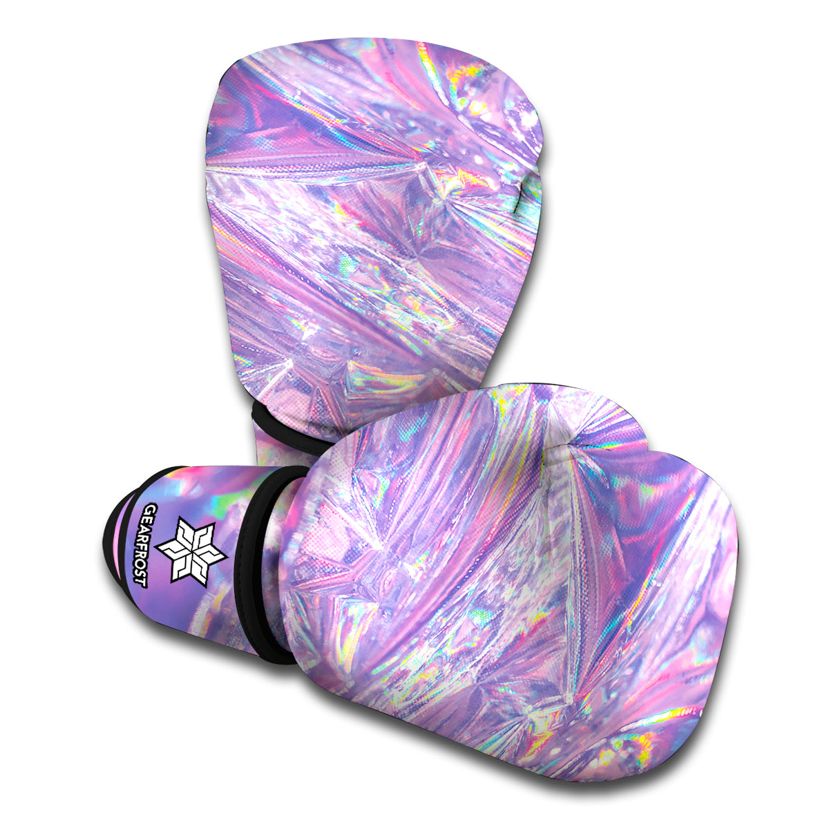 Purple Holographic Print Boxing Gloves