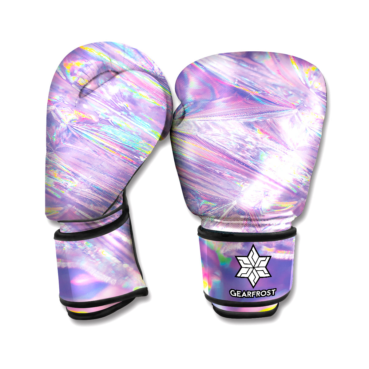 Purple Holographic Print Boxing Gloves