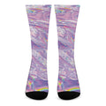 Purple Holographic Print Crew Socks