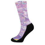 Purple Holographic Print Crew Socks