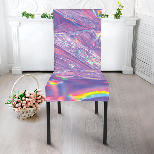 Purple Holographic Print Dining Chair Slipcover