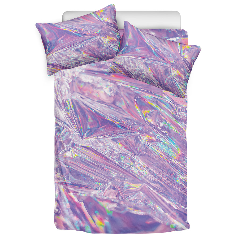 Purple Holographic Print Duvet Cover Bedding Set