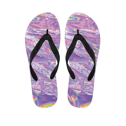Purple Holographic Print Flip Flops