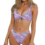 Purple Holographic Print Front Bow Tie Bikini