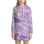 Purple Holographic Print Hoodie Dress