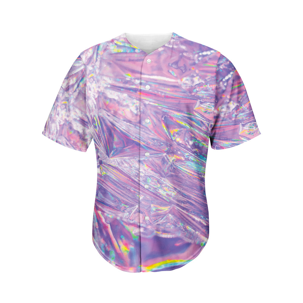 Purple Holographic Print Men's Baseball Jersey