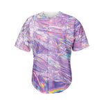 Purple Holographic Print Men's Baseball Jersey