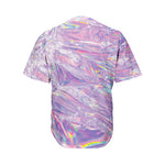 Purple Holographic Print Men's Baseball Jersey